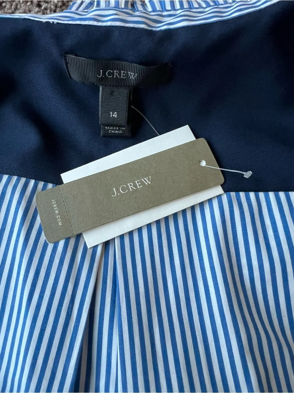 J. Crew Blue and White Striped Sleeveless Button-Front Top
